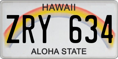HI license plate ZRY634