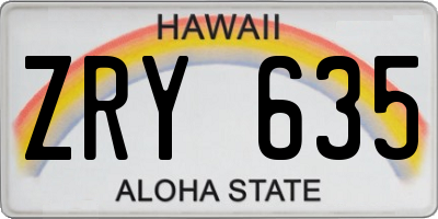 HI license plate ZRY635