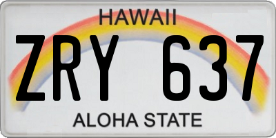 HI license plate ZRY637
