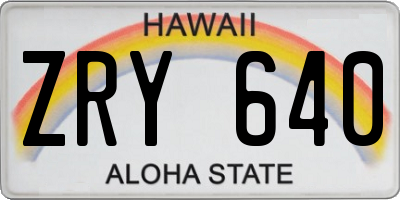 HI license plate ZRY640