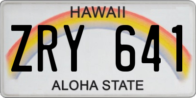 HI license plate ZRY641