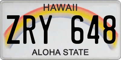 HI license plate ZRY648