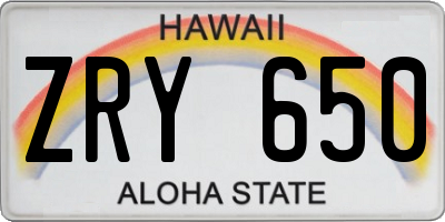 HI license plate ZRY650