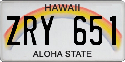 HI license plate ZRY651