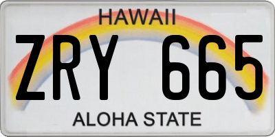 HI license plate ZRY665
