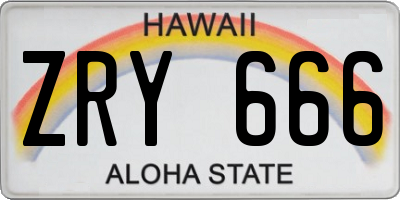HI license plate ZRY666