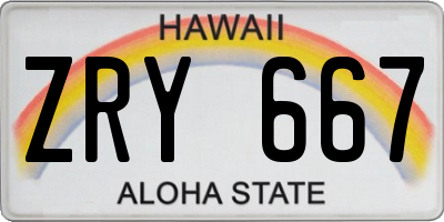 HI license plate ZRY667