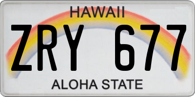 HI license plate ZRY677