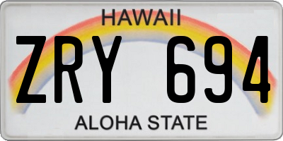 HI license plate ZRY694