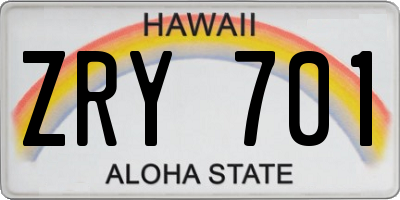 HI license plate ZRY701