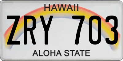 HI license plate ZRY703
