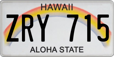 HI license plate ZRY715