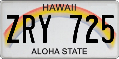 HI license plate ZRY725