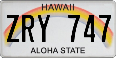 HI license plate ZRY747