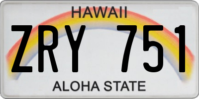 HI license plate ZRY751