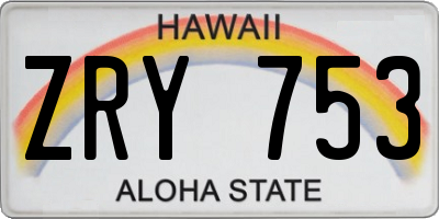 HI license plate ZRY753