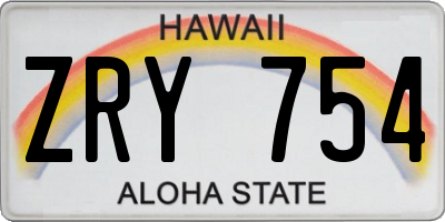 HI license plate ZRY754