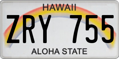 HI license plate ZRY755
