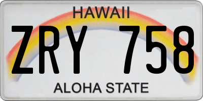 HI license plate ZRY758