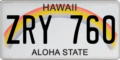 HI license plate ZRY760