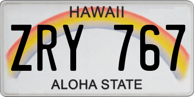 HI license plate ZRY767