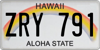 HI license plate ZRY791