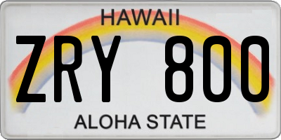 HI license plate ZRY800
