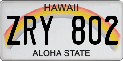 HI license plate ZRY802