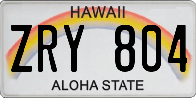 HI license plate ZRY804