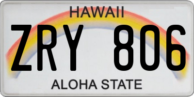 HI license plate ZRY806