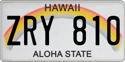 HI license plate ZRY810