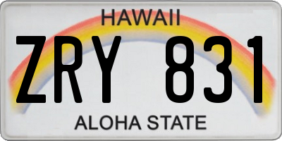 HI license plate ZRY831