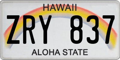 HI license plate ZRY837