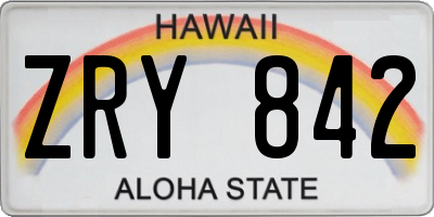 HI license plate ZRY842
