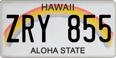 HI license plate ZRY855