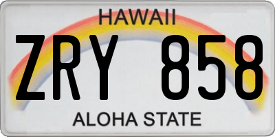 HI license plate ZRY858