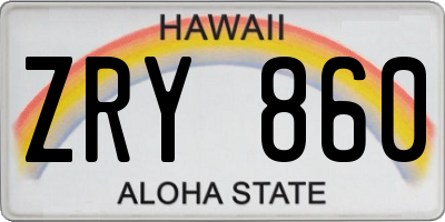 HI license plate ZRY860