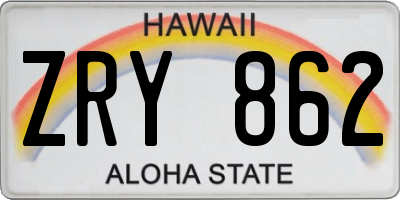 HI license plate ZRY862