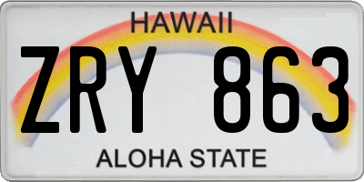 HI license plate ZRY863