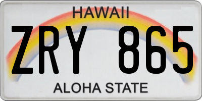 HI license plate ZRY865
