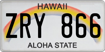 HI license plate ZRY866