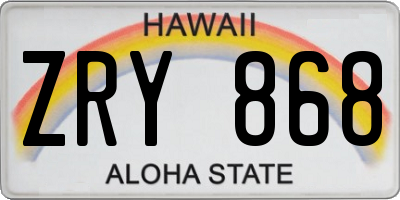 HI license plate ZRY868