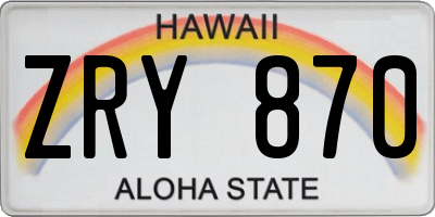 HI license plate ZRY870