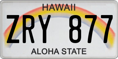 HI license plate ZRY877