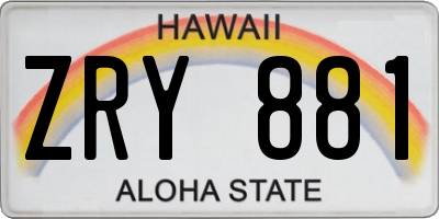 HI license plate ZRY881