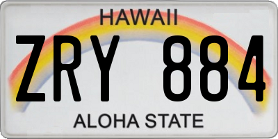 HI license plate ZRY884