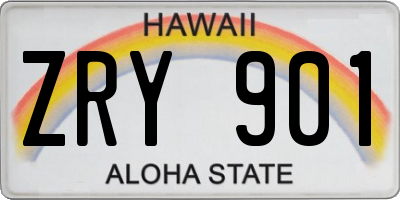 HI license plate ZRY901