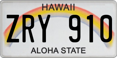 HI license plate ZRY910