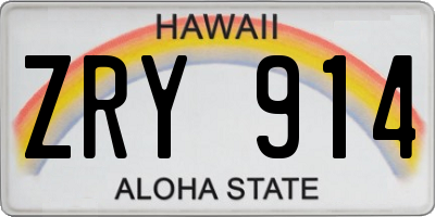 HI license plate ZRY914