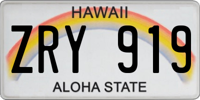 HI license plate ZRY919